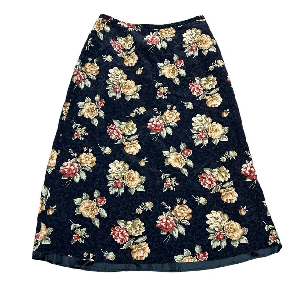 Women’s floral midi silk Talbots skirt